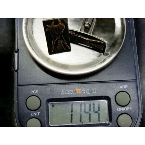 Vintage Peruvian 18K 925 Gold Inca Iconographic Bird Fish Cufflinks- 11.43g - Picture 6 of 11